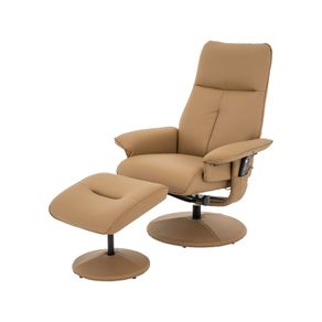 10 Poltrona Massagem Reclinavel Nebraska Rivatti PU Caramelo com Controle e Apoio para Pes